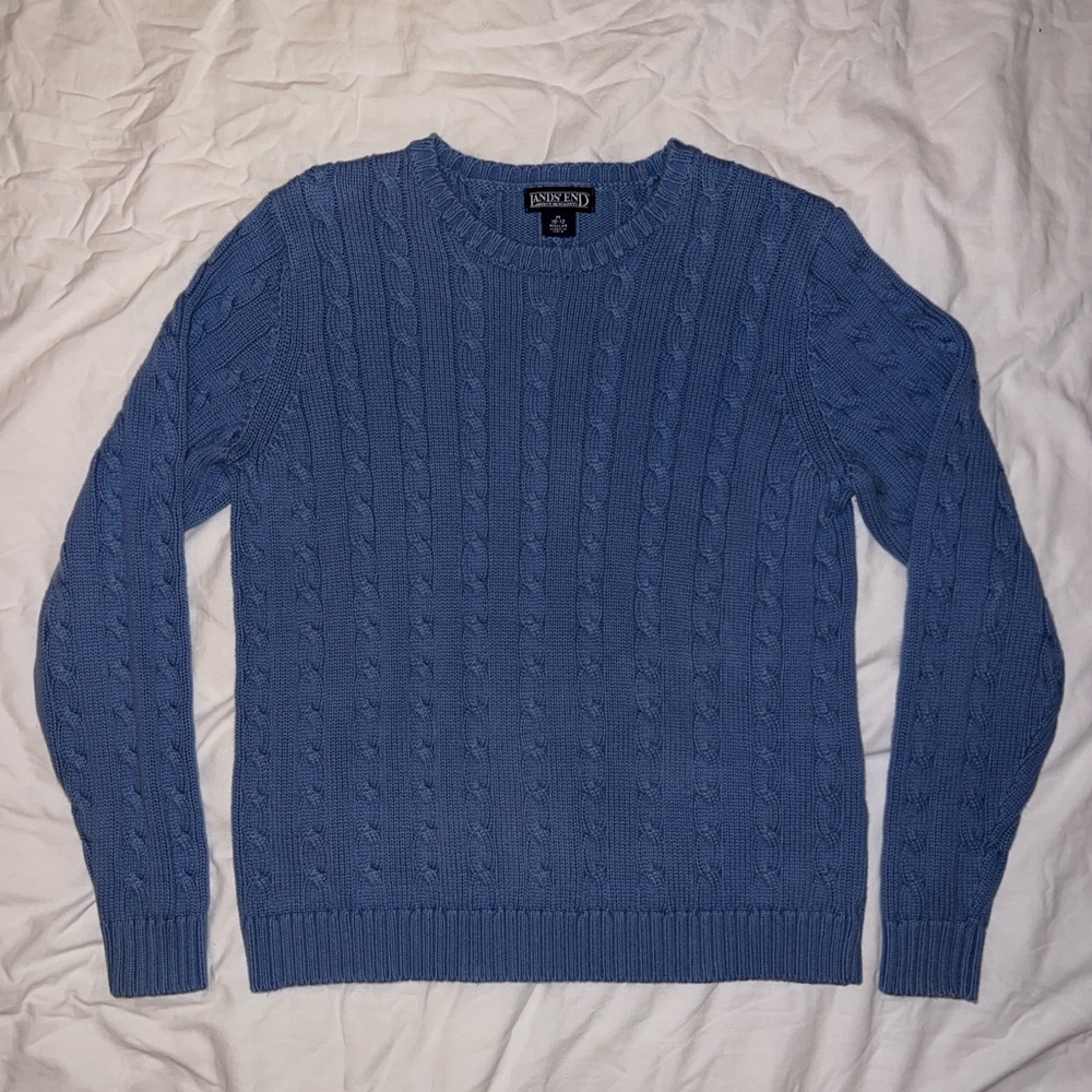Land’s End Pale Blue Cable Knit Sweater